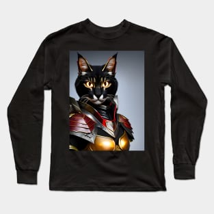 Cat in Armor - Modern Digital Art Long Sleeve T-Shirt